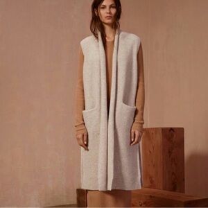 Aritzia Wilfred Olivie Cardigan Long Italian Merino-Wool Sweater Vest Size XXS